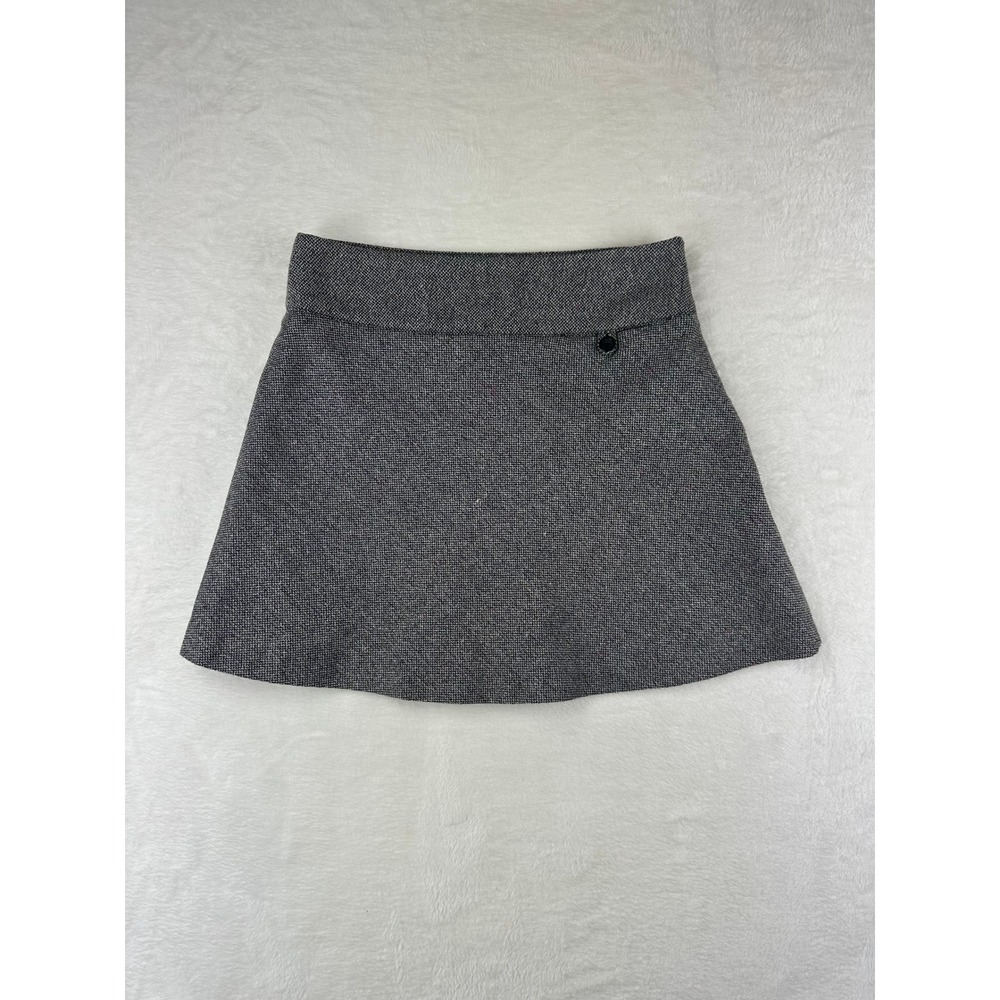 Gap Mini Skirt Womens 1 Grey Tweed Y2K Wool A-Line Academia Preppy Fall 2004